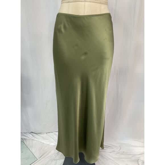 Reformation 'Layla' Green Silk Skirt Size 6 - Picture 1 of 4